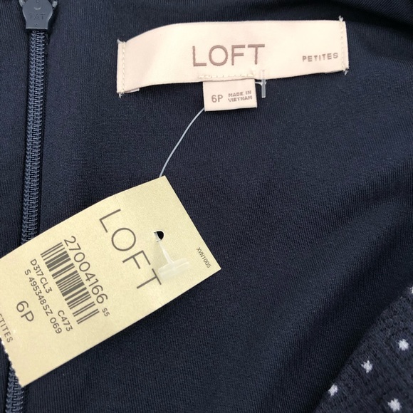 LOFT Navy Blue and White Polka Dot Dress - Picture 4 of 4